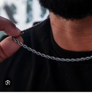 NWT Mens GLD Shop 4mm Rope Chain 20" White Gold